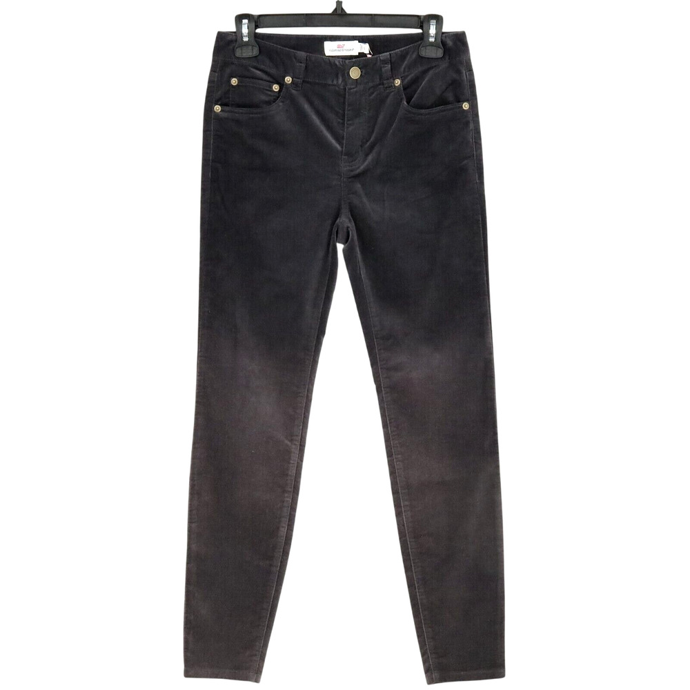 Vineyard Vines Pants Womens 0 Gray Velvet Jeans High Rise Straight Leg New